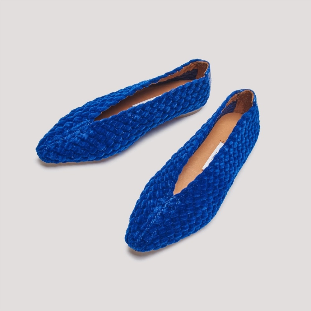 ISO blue velvet Miista Leah flats 39